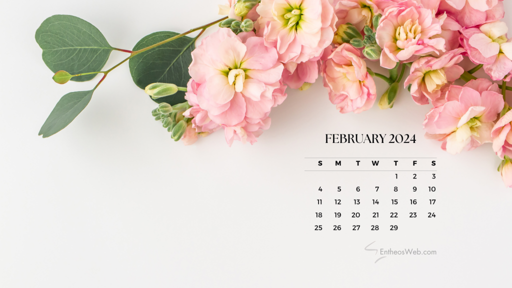 February 2024 calendar desktop wallpaper background by entheosweb