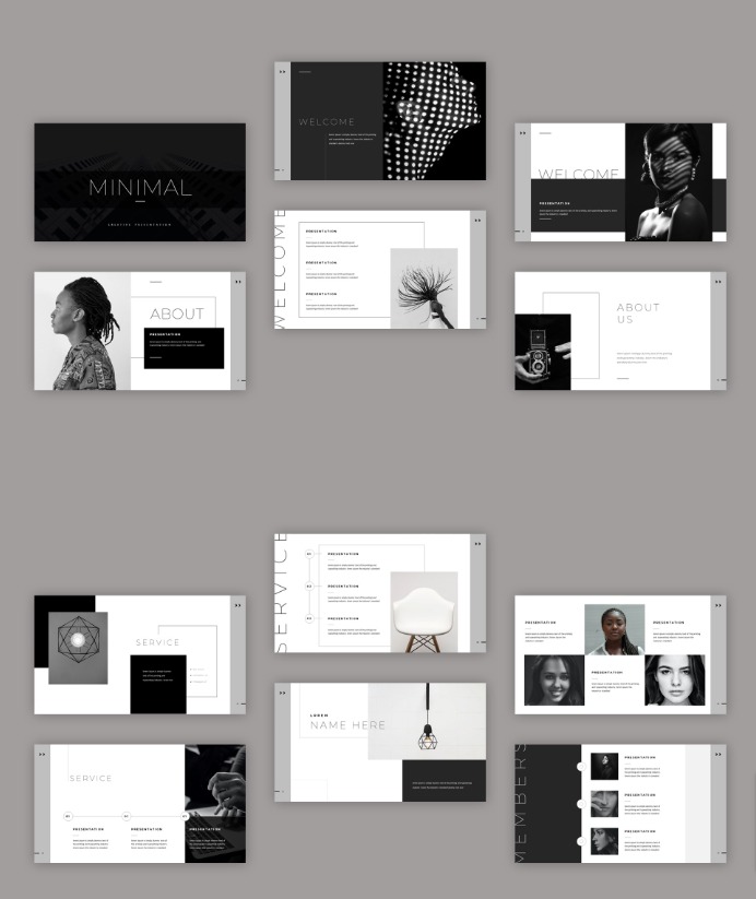 Black and White Powerpoint Template Designs Entheos
