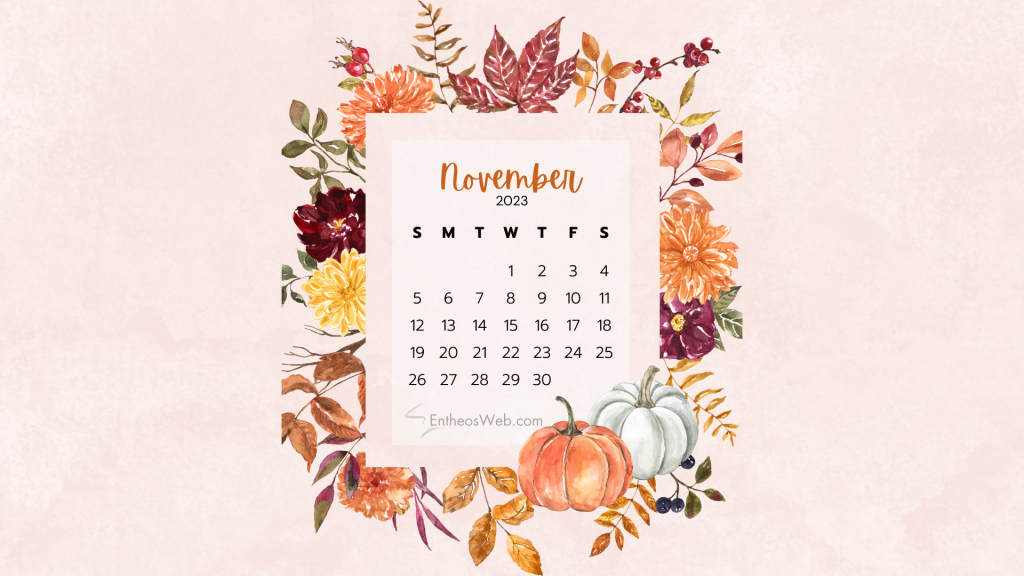 November 2023 calendar desktop wallpaper