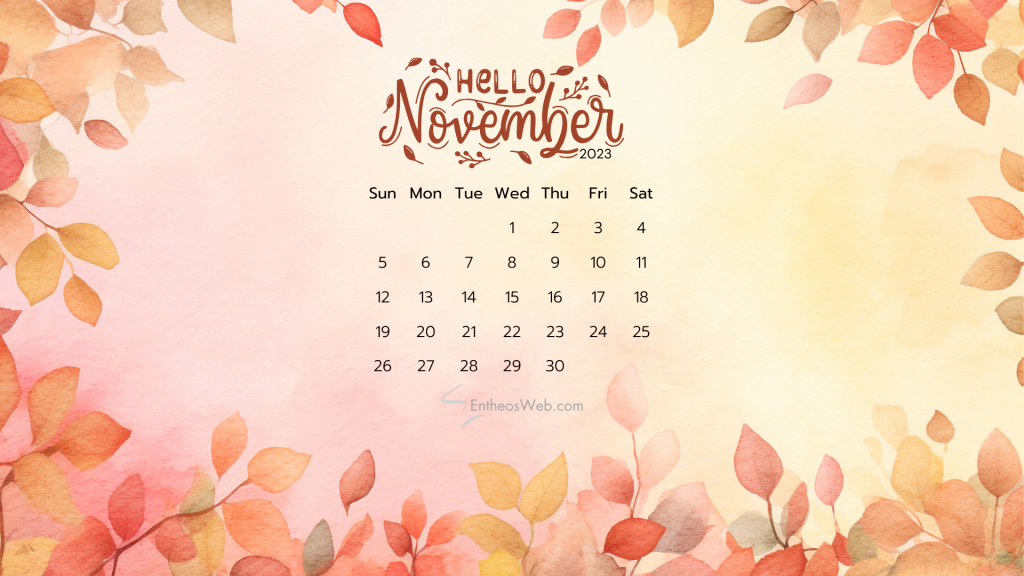November 2023 calendar desktop wallpaper
