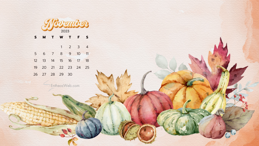 November 2023 calendar desktop wallpaper