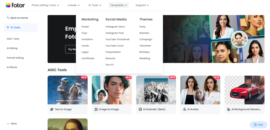Fotor   free tools for creating social media graphics online