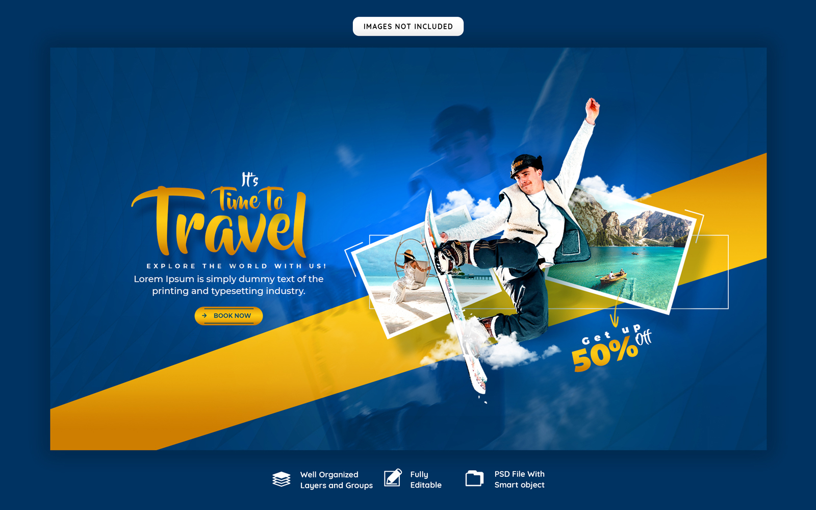 Travel and tourism social media cover banner template