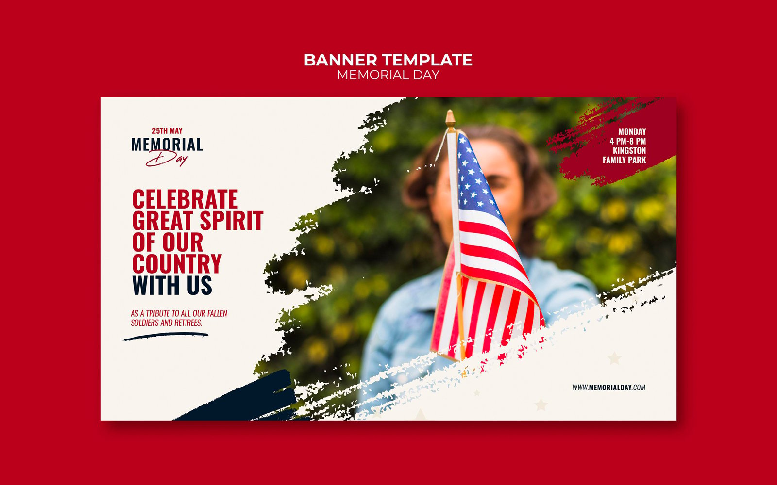 Memorial day social media banner cover template