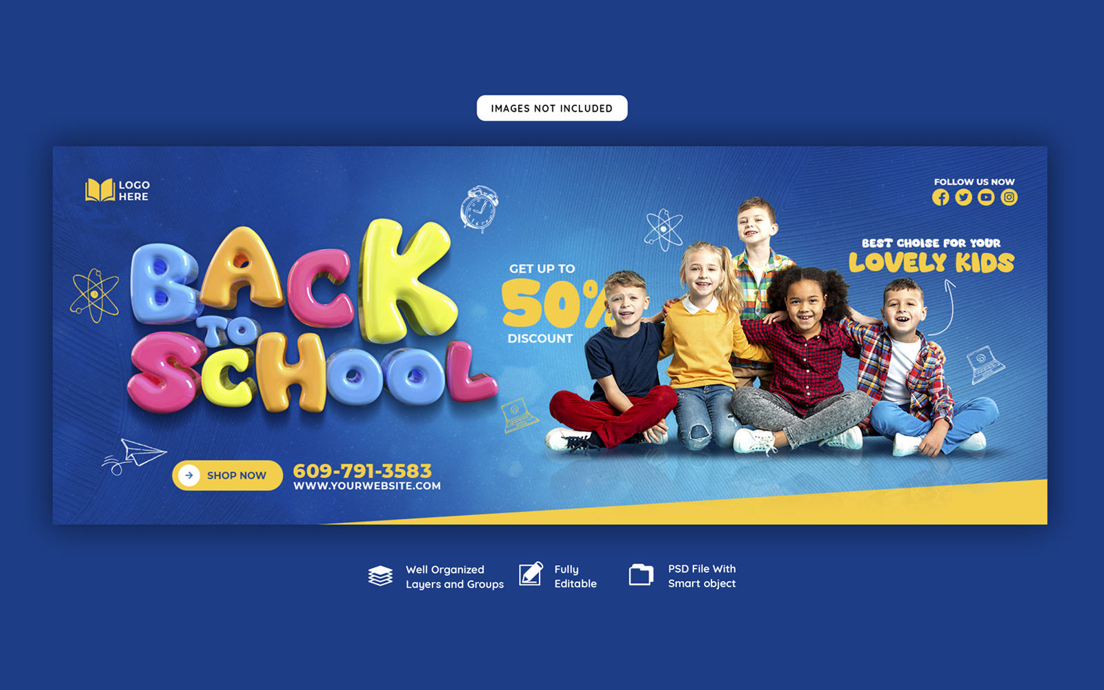 Back to school social media banner cover template