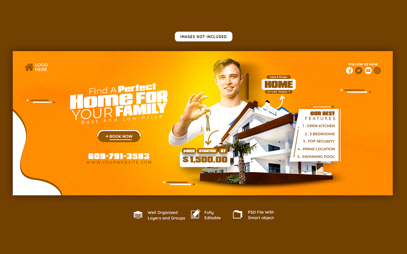 Real estate house property social media cover template