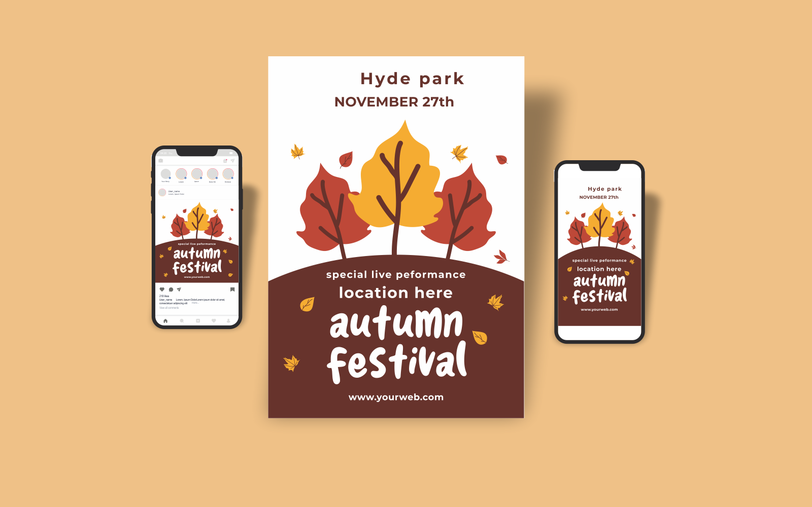Autumn festival flyer template design