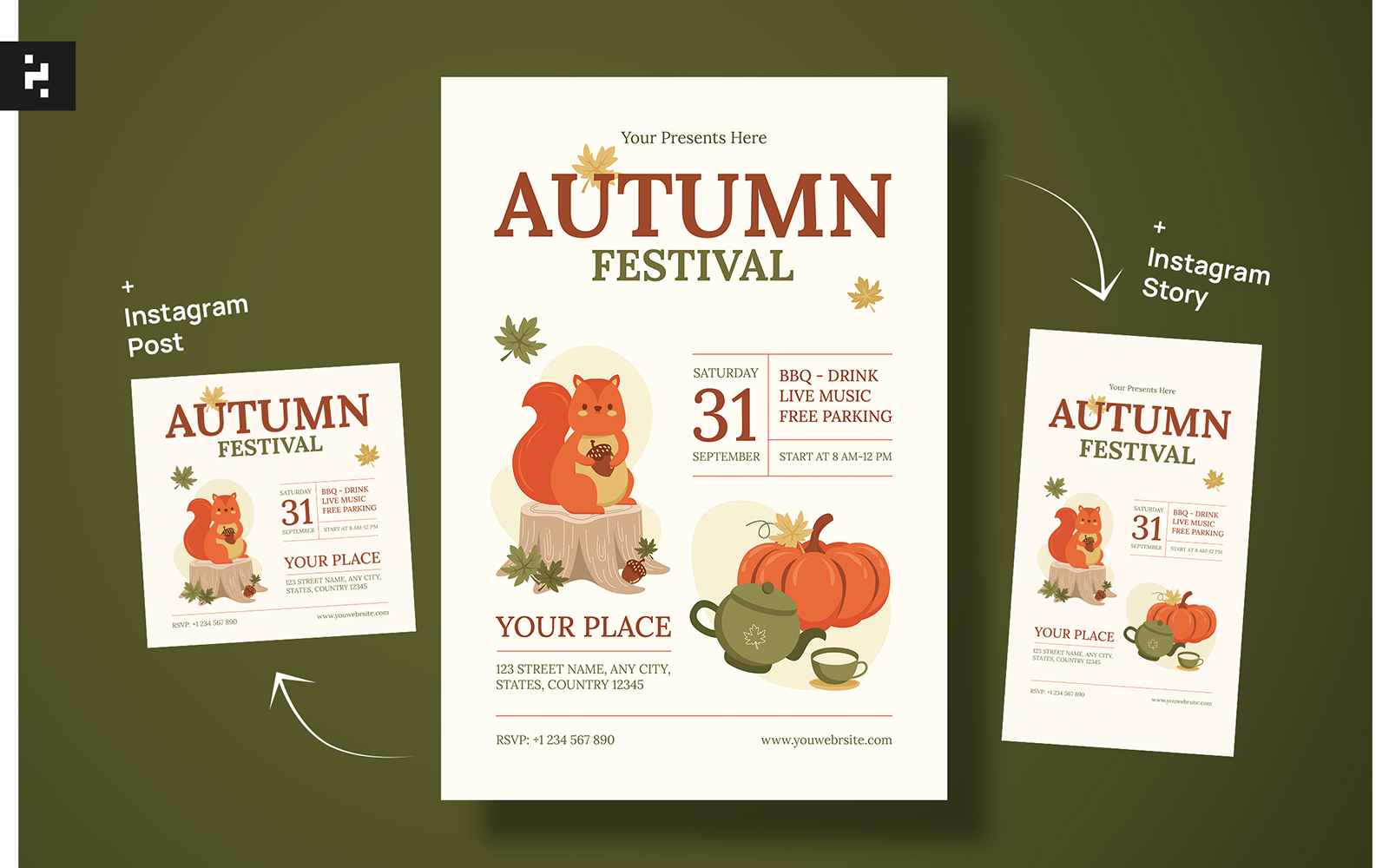 Cute autumn festival flyer