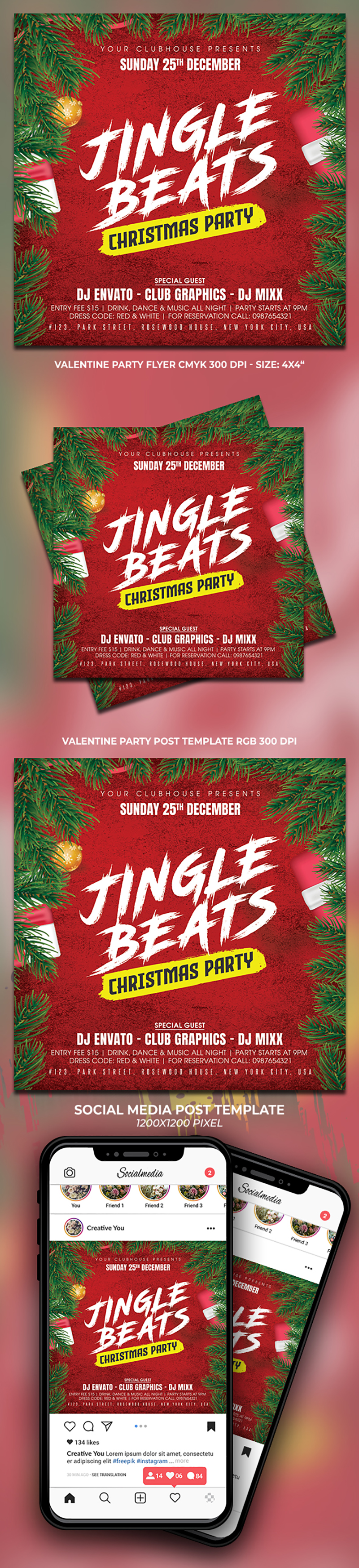 Christmas jingle party flyer template