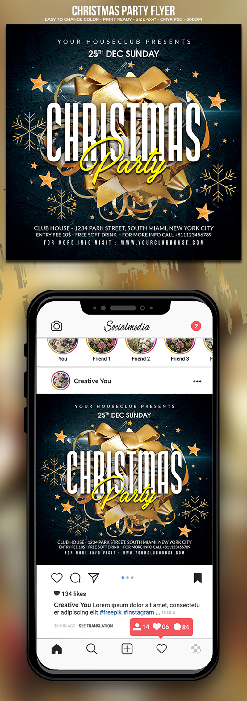 Glass christmas party flyer