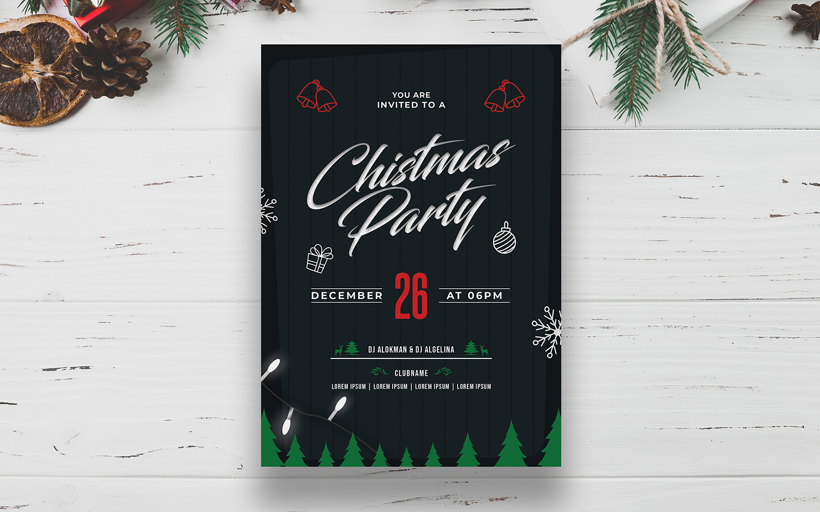 Green christmas flyer template