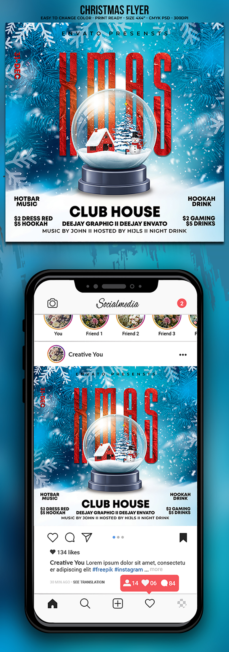 Xmas party flyer template