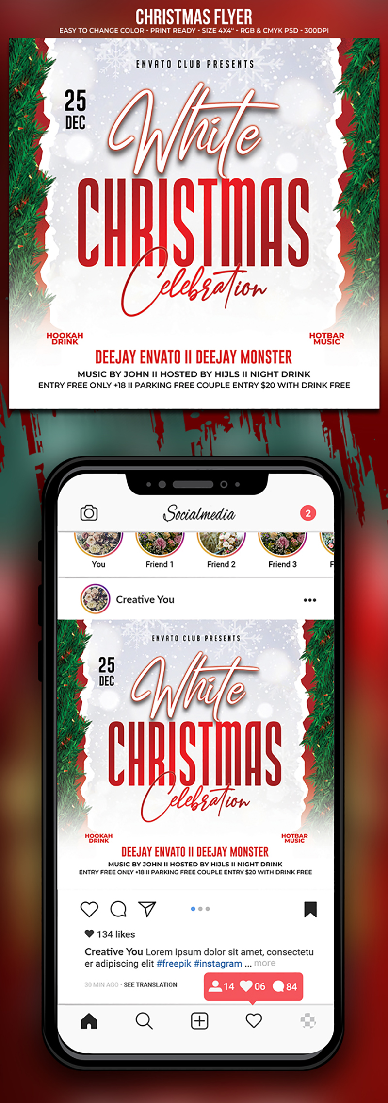 Christmas party flyer template psd
