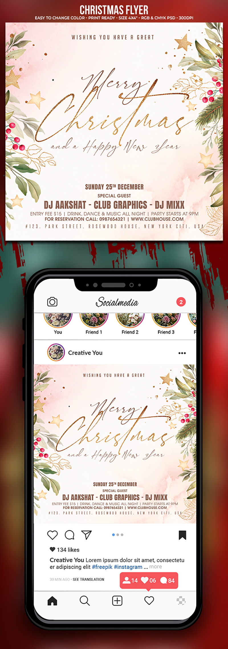 Psd christmas flyer template