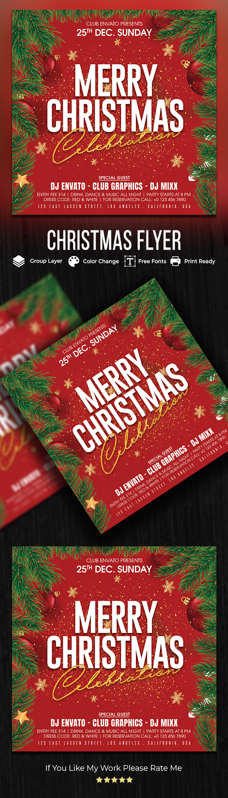 Christmas party flyer template design