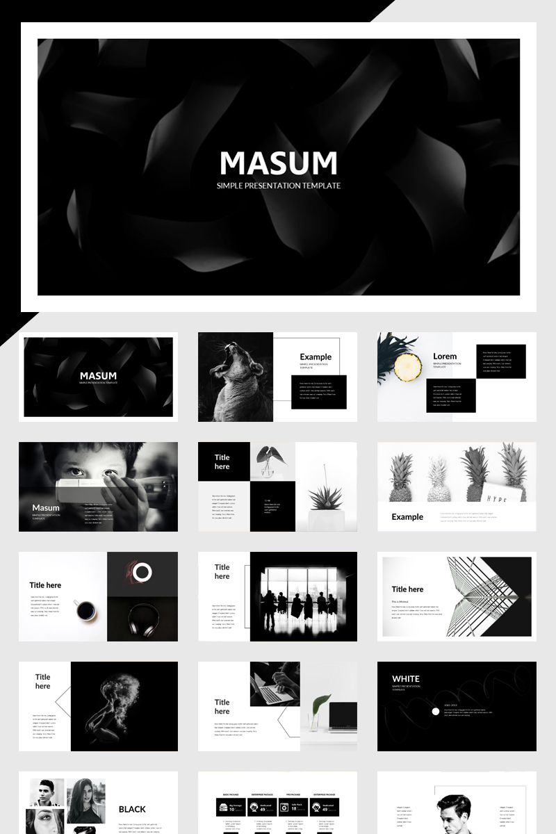 Masum black and white powerpoint template