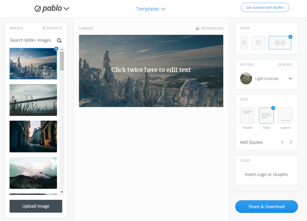 Pablo by buffer   free tools for creating social media graphics online