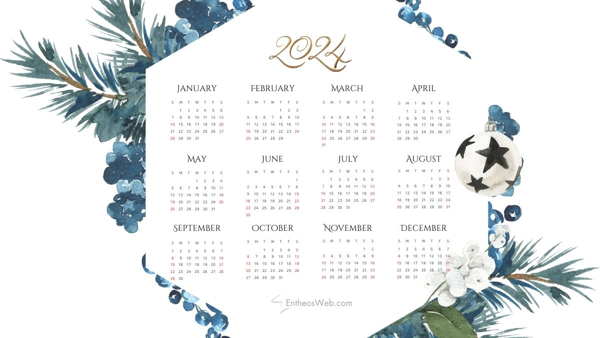 2024 calendar printable pdf   blue and green