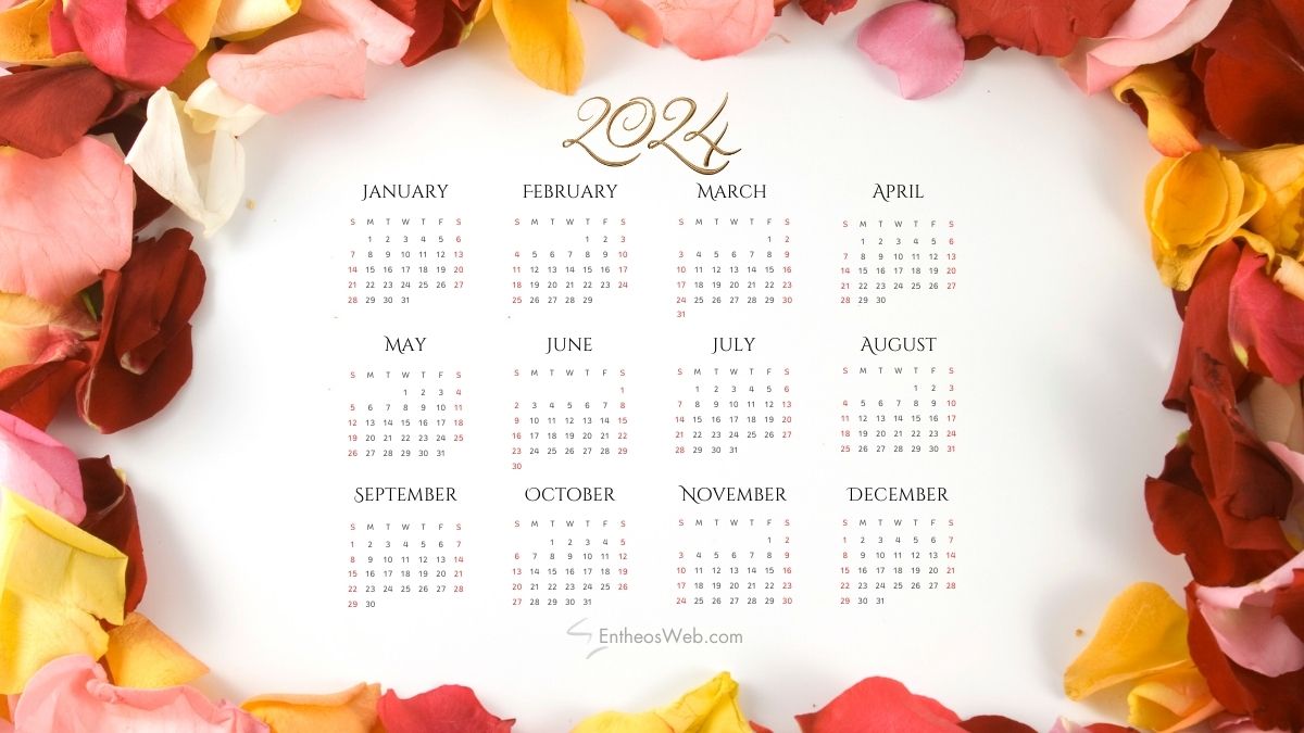 2024 printable pdf calendar   petals