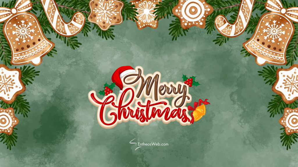 Merry christmas with cookies background wallpaper
