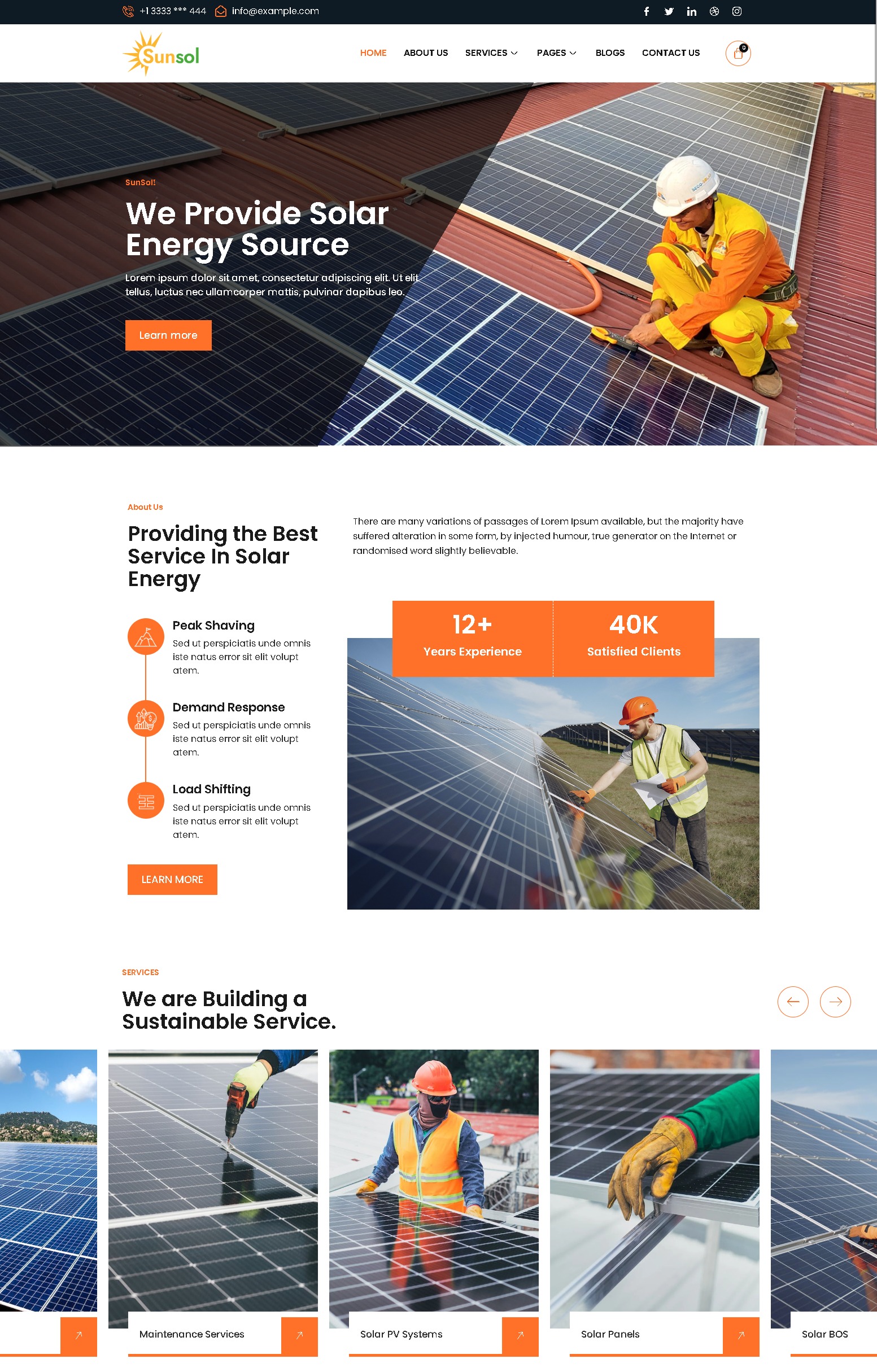 Sunsol   solar panels  renewable energy wordpress theme