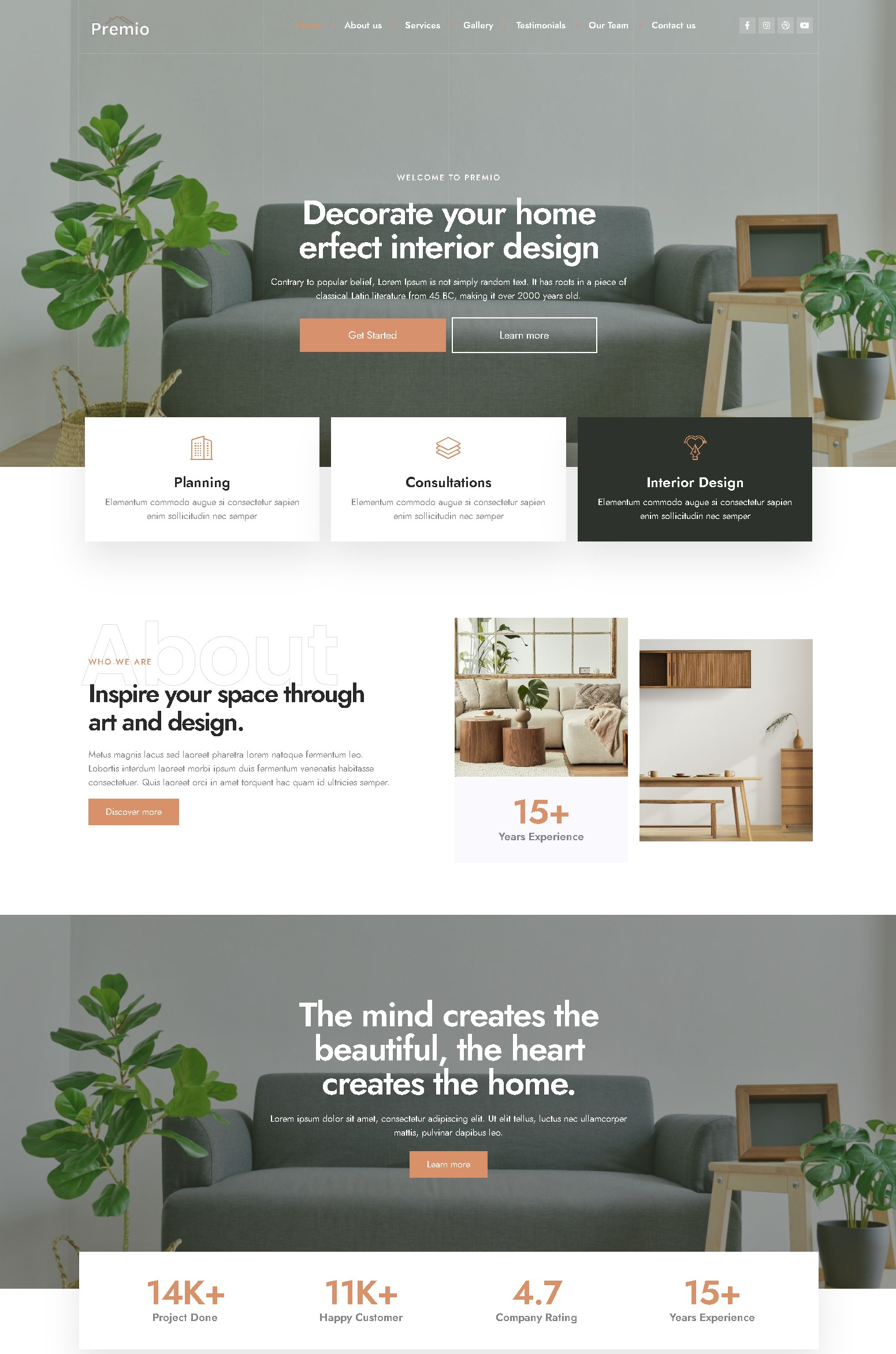Premio   minimal architecture  interior design elementor theme