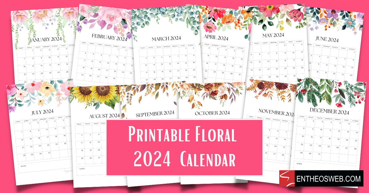 Free Printable Flower Calendar 2024