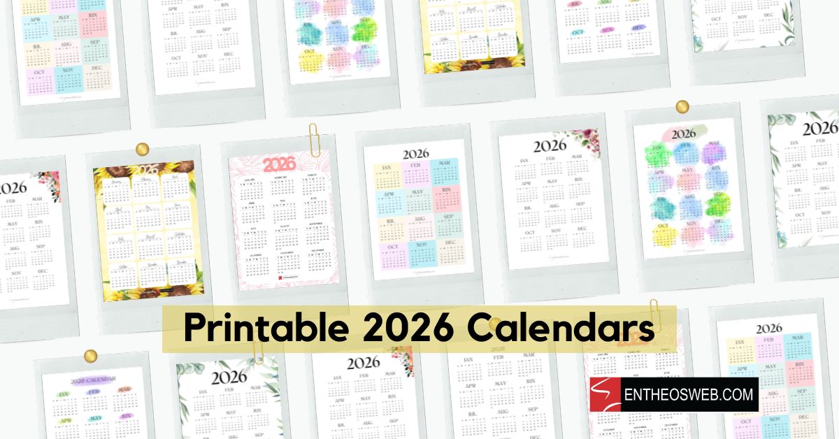 Printable 2026 Calendars (8.5in x 11in)