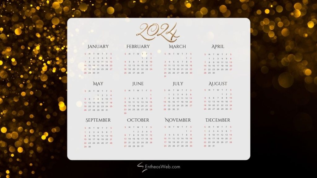2024 calendar printable pdf   black and gold