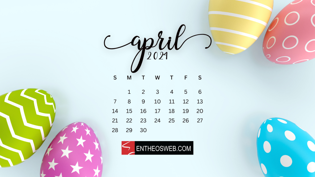 April 2024 calendar desktop wallpaper   easter eggs