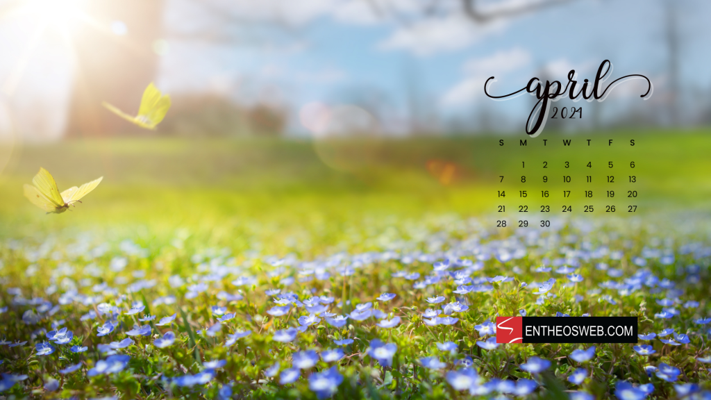 Spring april 2024 calendar desktop wallpaper designed by entheosweb