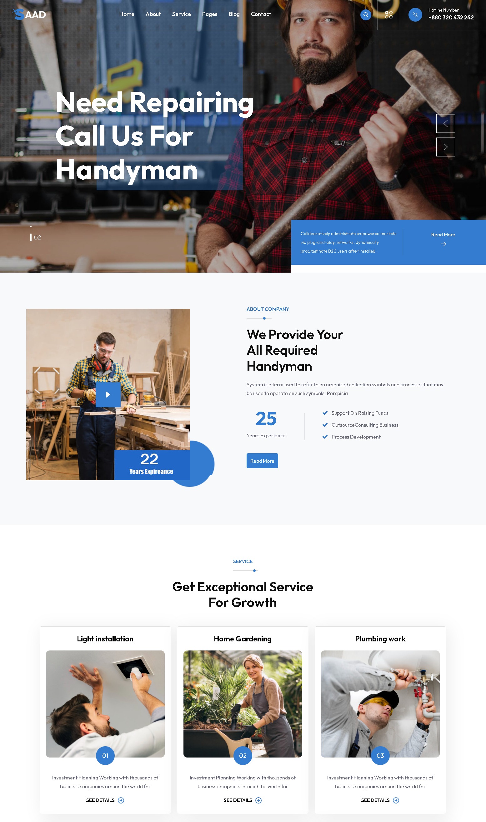 Saad handyman | best plumber electrician handyman services wordpress themes | entheosweb Saad handyman services wordpress theme