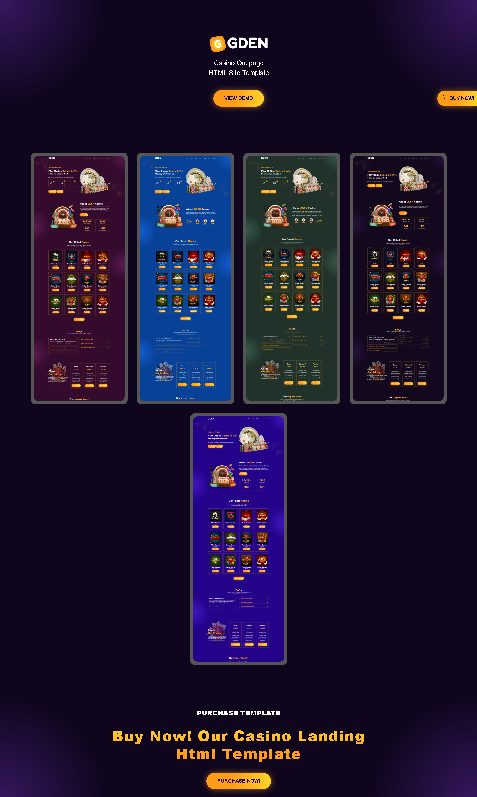 Gden   casino  gambling html landing page template
