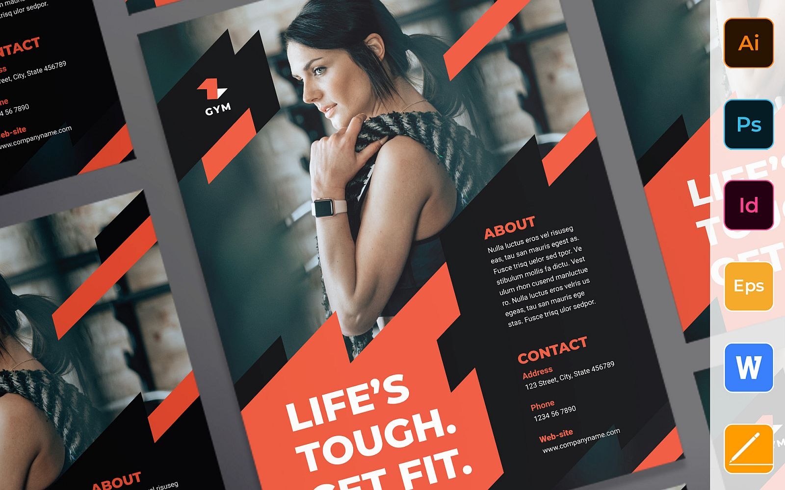 Professional gym poster corporate identity template