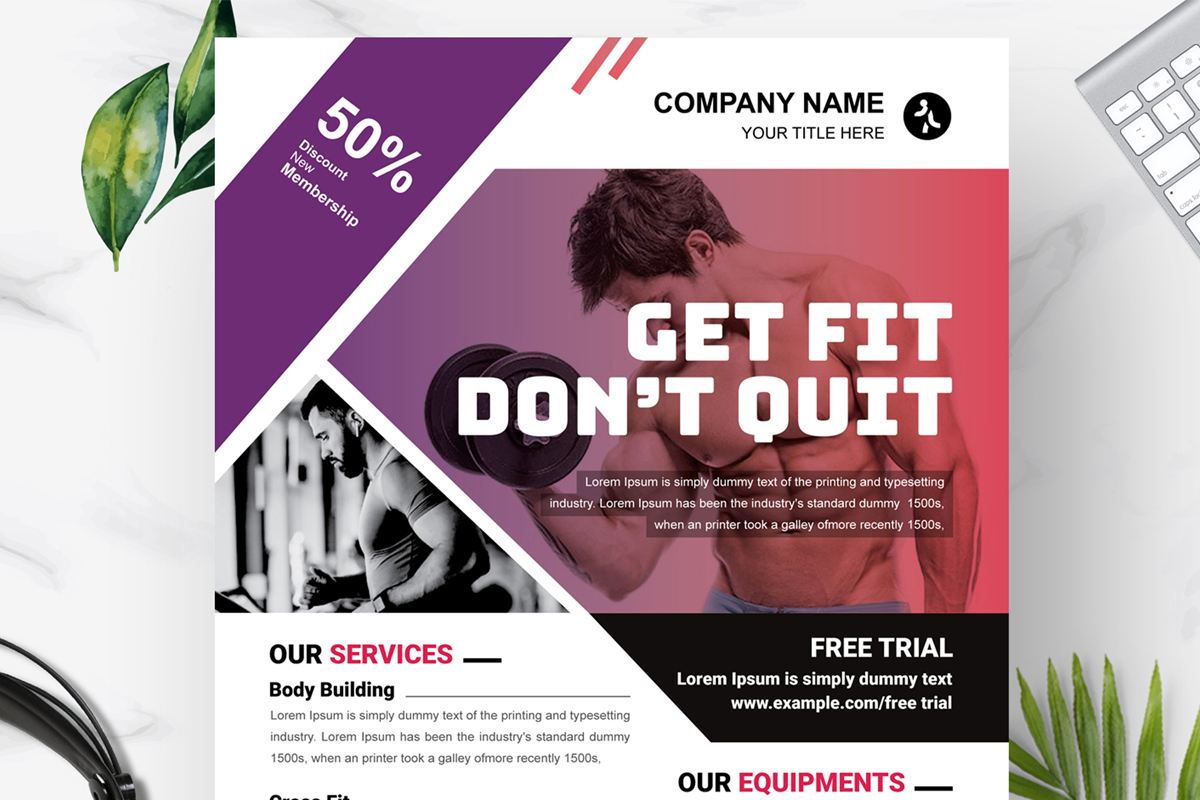 Fitnessgym flyer template