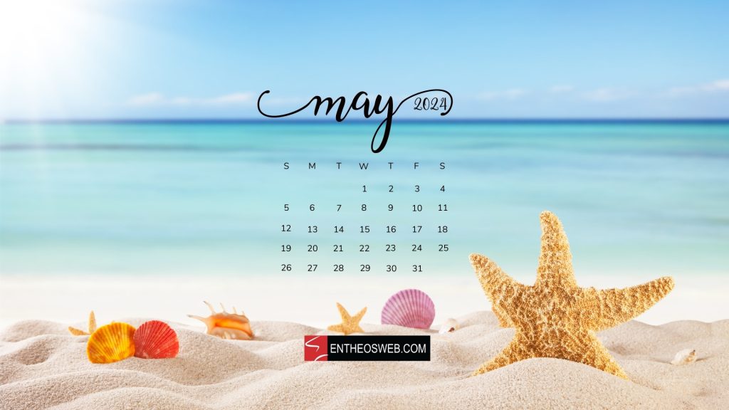Beach may 2024 calendar desktop wallpaper