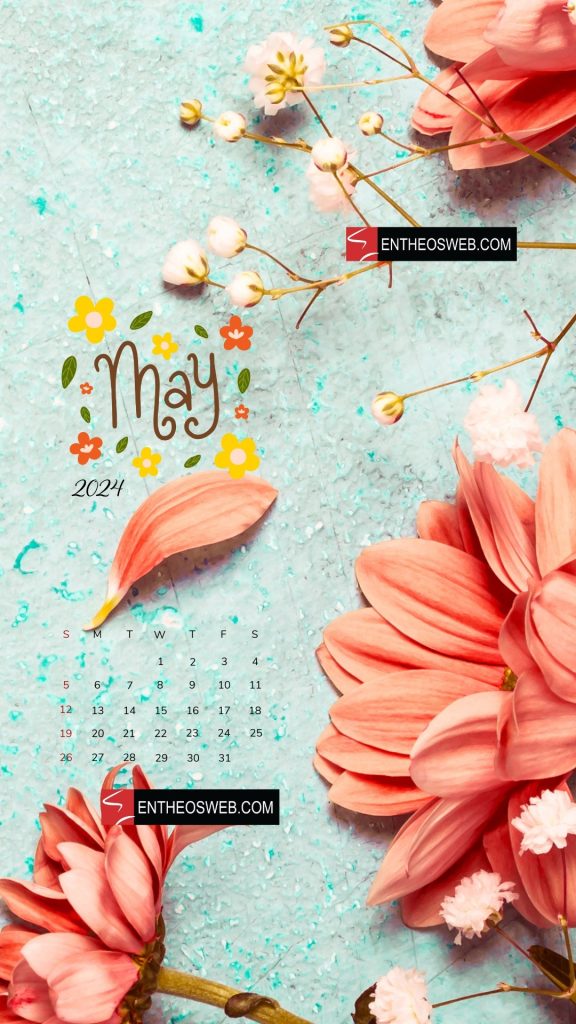 Flowers may 2024 phone wallpaper calendar