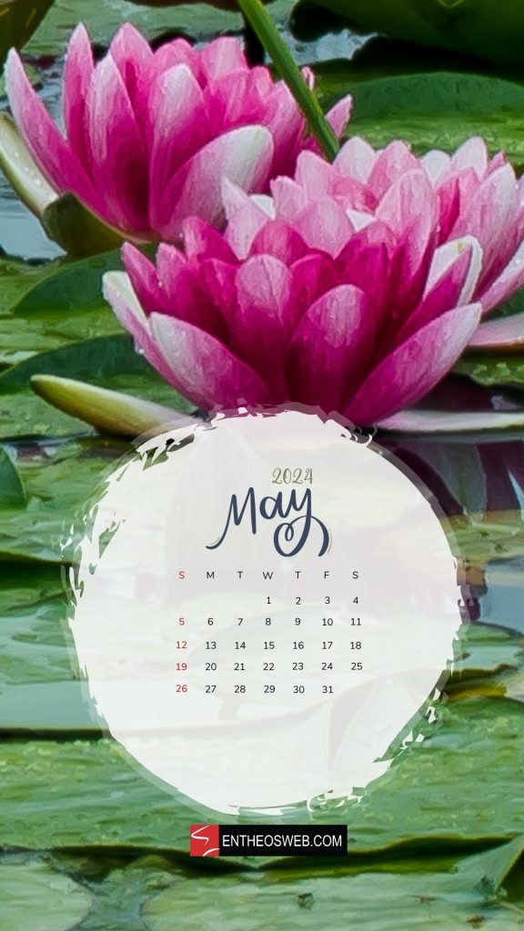 Lotus may 2024 phone wallpaper calendar