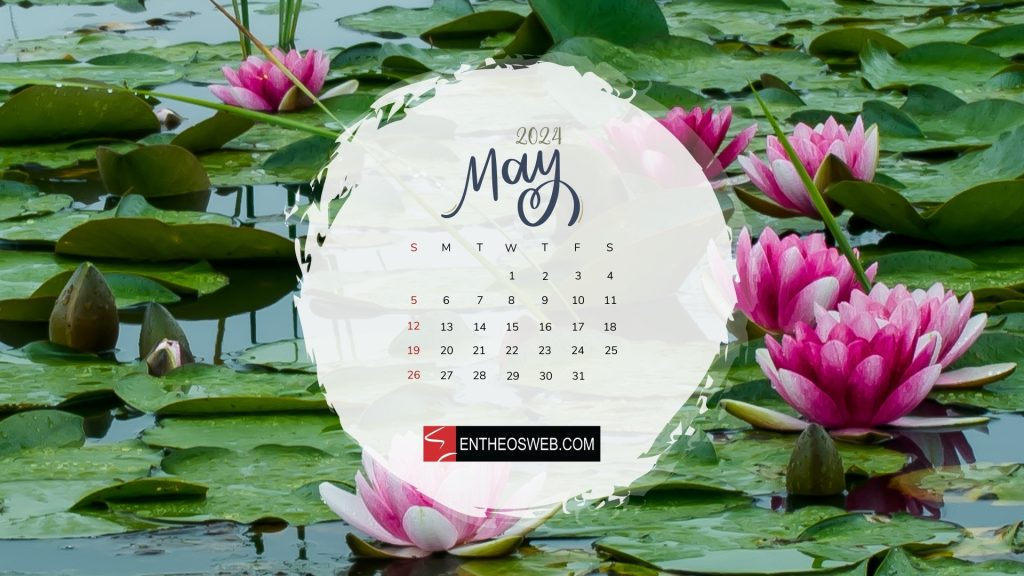 Lotus may 2024 calendar desktop wallpaper