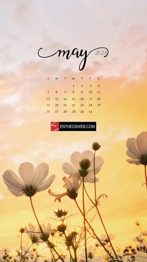 Flower may 2024 phone wallpaper calendar