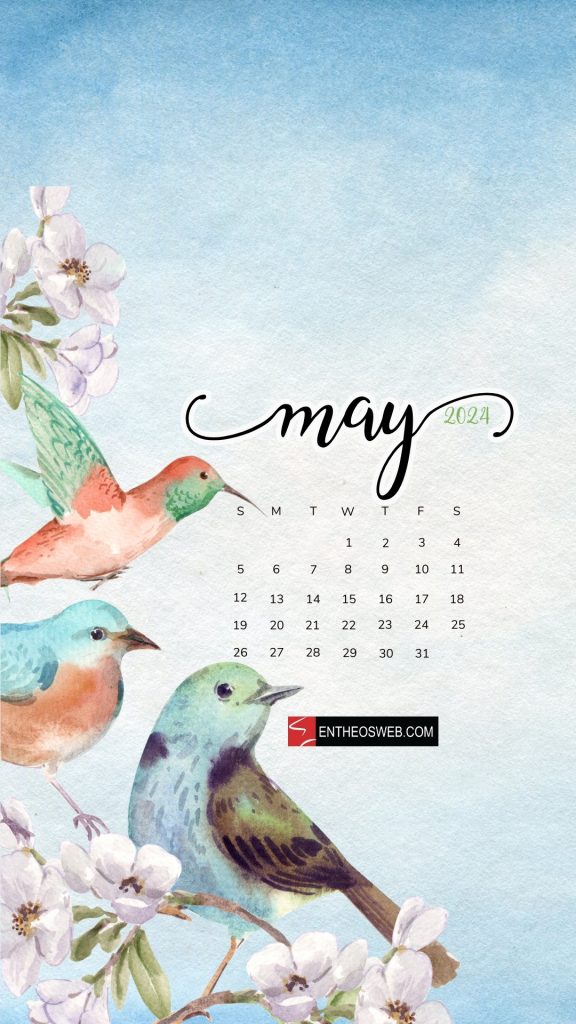 Birds may 2024 phone wallpaper calendar