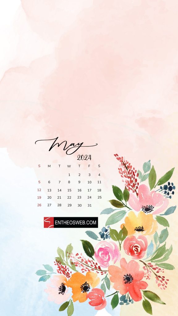 Flower may 2024 phone wallpaper calendar