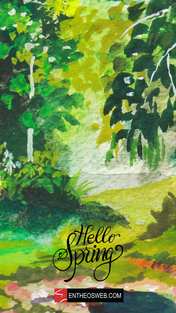 Watercolor trees phone wallpaper by entheosweb