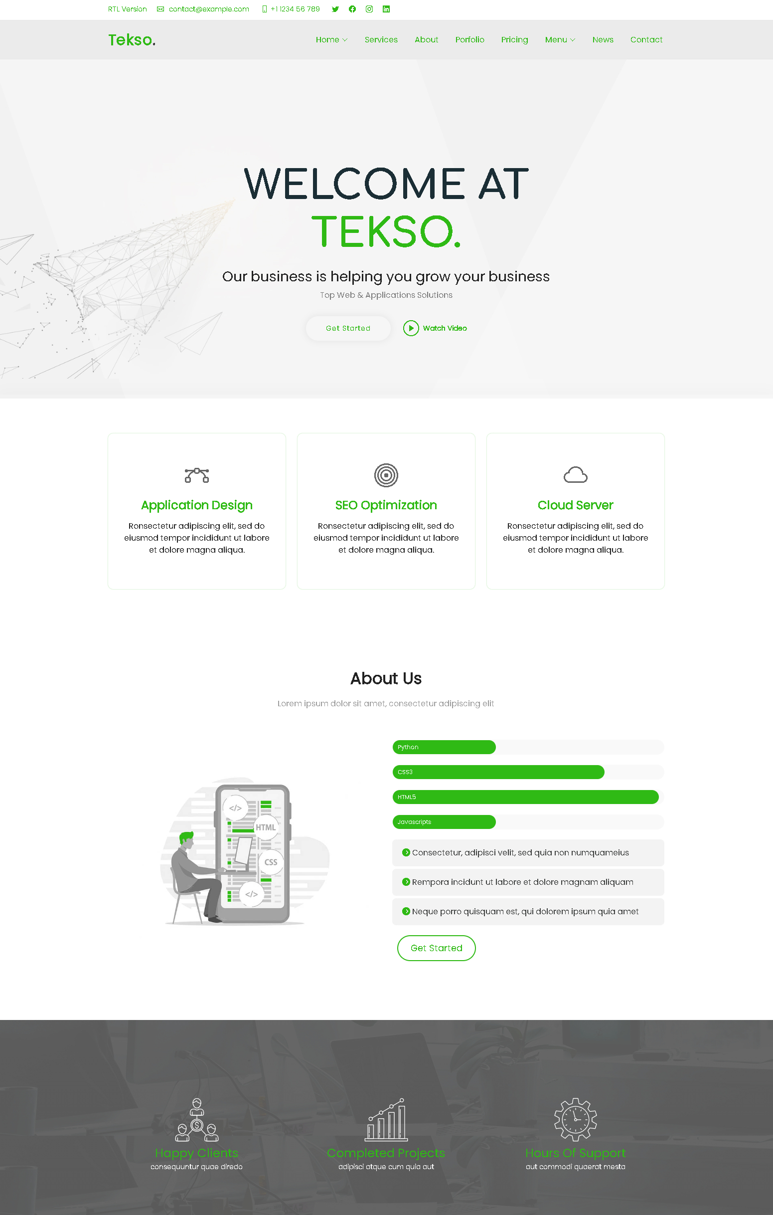 Tekso   it solutions  business services responsive landing page template