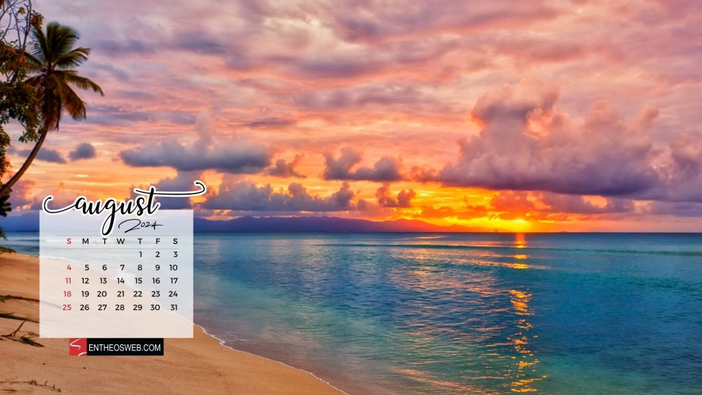 August 2024 desktop wallpaper background   sunset beach