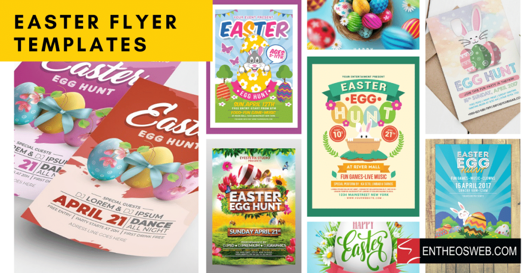 Cheerful easter flyer templates   easter egg hunt templates for kids