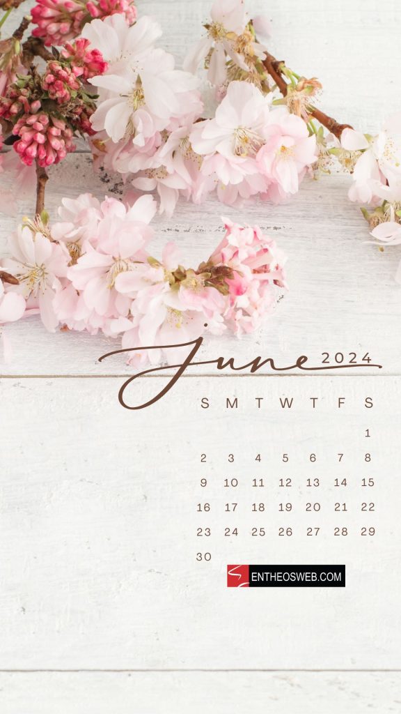 Floral june 2024 phone wallpaper calendar