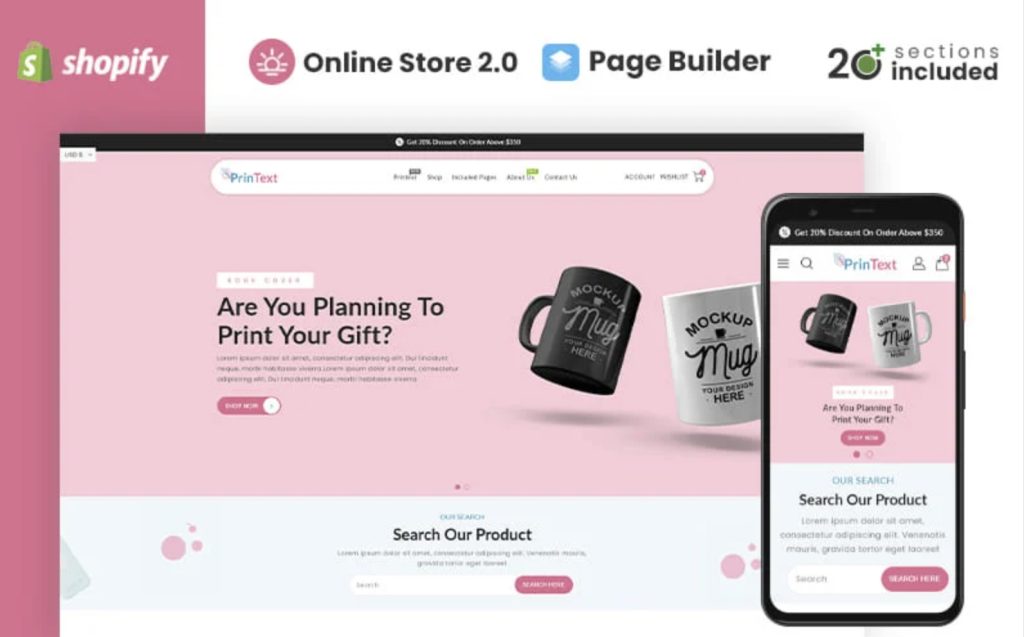 Printext t shirt store printing shopify theme