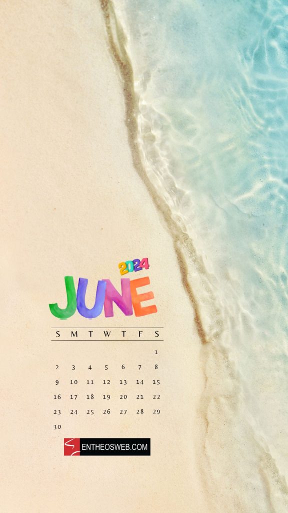 Starfish june 2024 phone wallpaper calendar