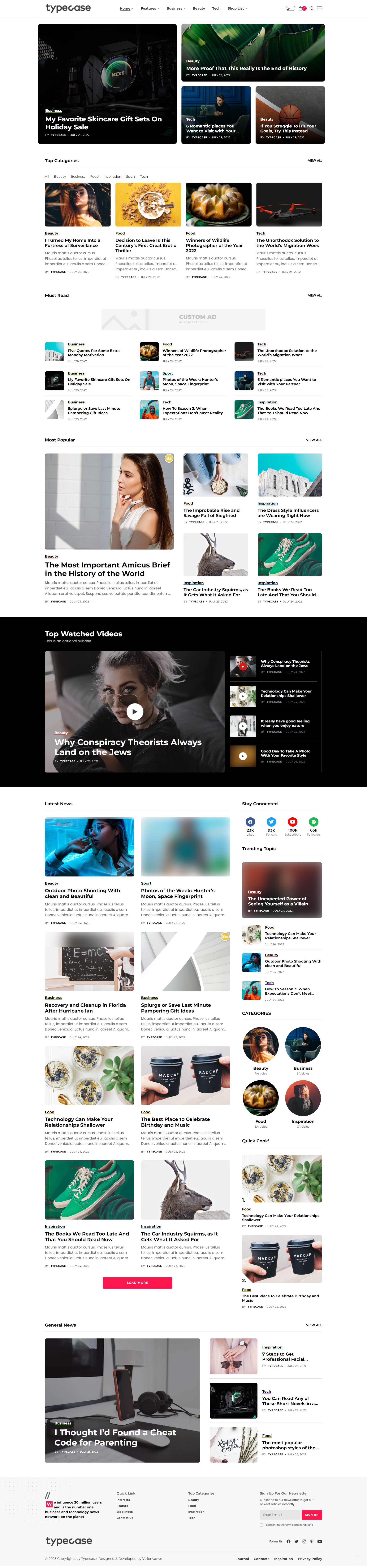 Typecase  the ultimate wordpress theme for magazine news and blog websites